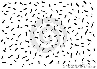 Abstract dash vector pattern, Memphis style background with small doses, retro black and white texture hand-drawn. the white lines Vector Illustration