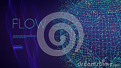 Abstract Data science concept. Explosion sound wave sphere background. Abstract vector sound wave background. Vector Illustration