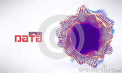 Abstract data sphere turbulence wave. artificial intelligence visualization Vector Illustration
