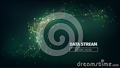 Abstract data stream background. Technology futuristic illustration. Network connection Cartoon Illustration
