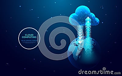 Abstract data transfer cloud computing technology concept. Vector Illustration