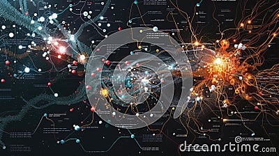 Abstract Data Visualization of Complex Network Connections Stock Photo
