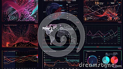 Abstract Data Visualization of Complex Network Connections Stock Photo