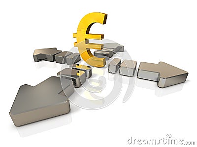 Abstract 3DCG illustrations representing the motion of economic. Cartoon Illustration