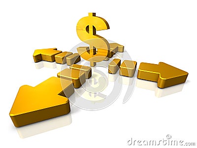 Abstract 3DCG is indicating that economy is in flux. Stock Photo