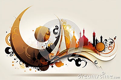 Abstract Decorated Ramadan Kareem Artwork Stock Photo