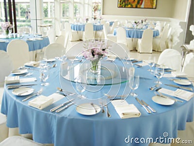 Abstract Decorated wedding in white and blue tones. Stock Photo