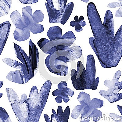 Abstract decorative cutout flower, leaves seamless pattern Cartoon Illustration