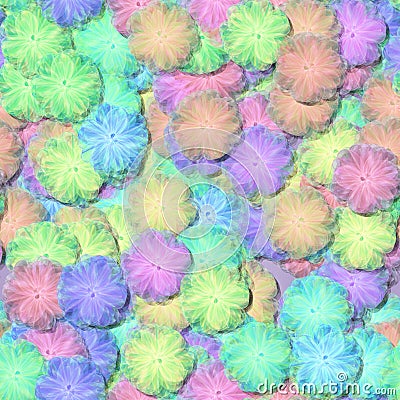 Abstract decorative fractal floral pattern - soft light fluffy flowers resemble the airy tulle or cotton clutches Stock Photo