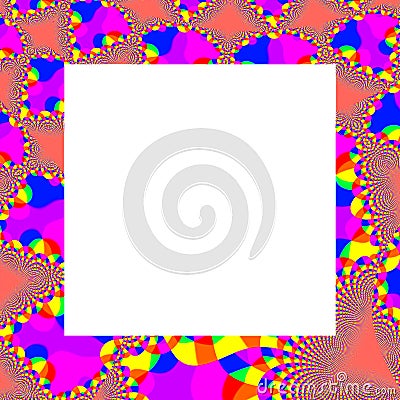 Abstract decorative fractal rainbow pattern on square frame Stock Photo