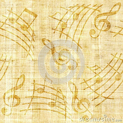 Abstract decorative music notes - papyrus texture - seamless background Stock Photo