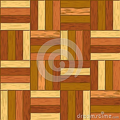 Abstract decorative old textured parquet floor vector background. Seamless tiling. Parquet hardwood material Vector Illustration