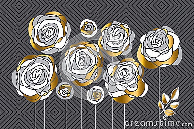 Abstract decorative rose flowers design element. Vector Illustration