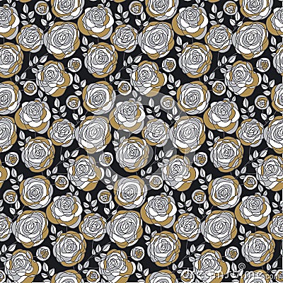 Abstract decorative rose flowers seamless pattern. Vector Illustration