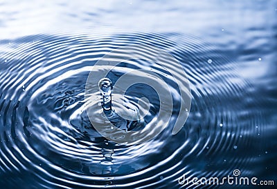 Abstract deep blue circle water drop ripple curve. Liquid texture back Stock Photo