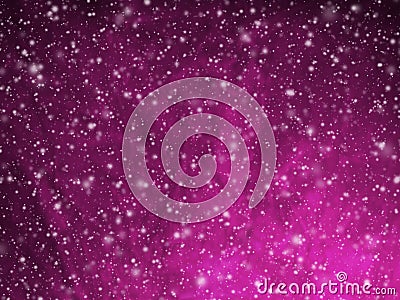 Abstract deep pink Christmas background with falling snow Stock Photo