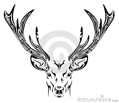 Abstract deer head tribal tattoo Vector Illustration