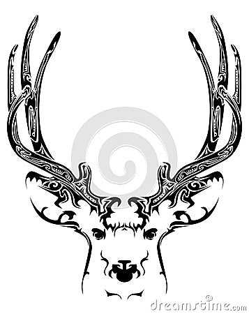 Abstract deer head tribal tattoo Vector Illustration