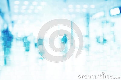 Abstract defocused blurred technology space background. Silhouettes of Business People in Blurred Motion Walking Stock Photo