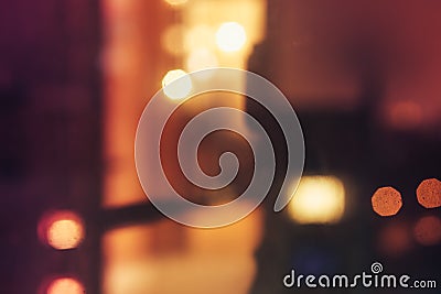 Abstract defocused bokeh blurred background of warm night lights Stock Photo