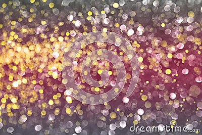 Abstract defocused gold, pink and grey bokeh background Stock Photo