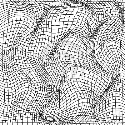 Abstract deformation of grid. Template of grid distort. Wavy mesh structure. Vector illustration Vector Illustration