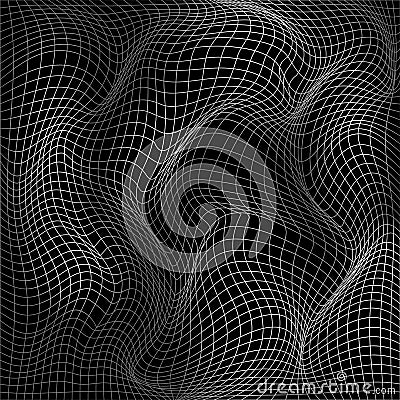 Abstract deformation of net. Wavy motion mesh structure. Vector Vector Illustration