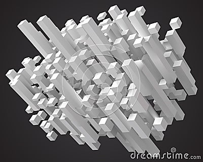 Abstract with deformed cubes. diagonal version. 3d style vector illustration Vector Illustration