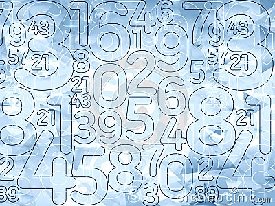 Abstract delicate blue numbers background Cartoon Illustration