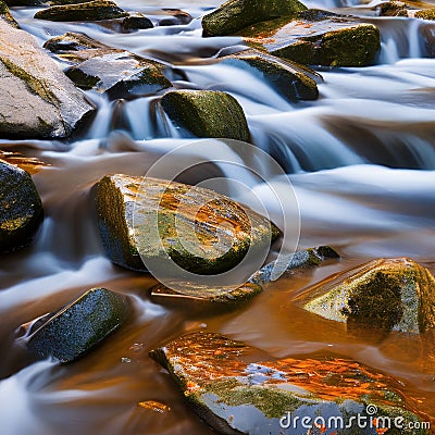 An abstract depiction of flowing water, capturing its fluidity and tranquility3, Generative AI Stock Photo