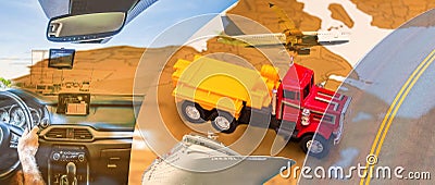 Abstract design background. Trucks and transport Stock Photo