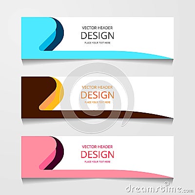 Abstract design banner, web template with three different color, layout header templates, modern vector illustration. Cartoon Illustration