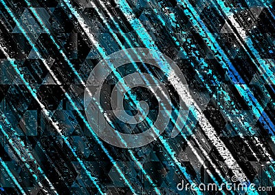 abstract design with a black and blue color scheme, composed of diagonal lines and geometric shapes Stock Photo