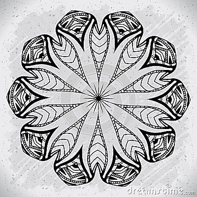 Abstract design black white element. Round mandala in vector. Vector Illustration