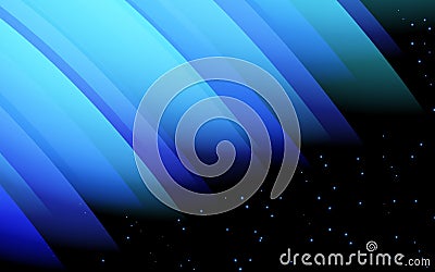 Abstract design - blue glowing wave, fantasy energy and light motion on a starry background Vector Illustration