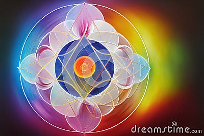 Abstract design of chakra, astral, spiritual energy field. Meditation chakra mandala flower Stock Photo