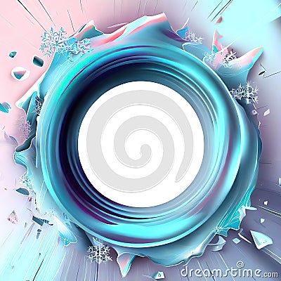 Abstract design of a circular frame with Freezing and snow around it, used for banners, flyers, posters, advertisements with Stock Photo