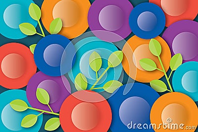 Abstract design of colorful circle or Surrealist flowers, imaginary nature. Surreal concept. Cartoon Illustration