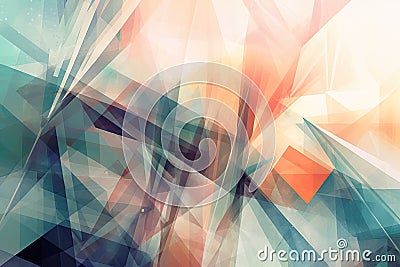 Abstract design of geometric shapes and lines with transparent overlays adding depth and dimension Stock Photo