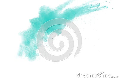 Abstract design of green powder cloud against white background Stock Photo