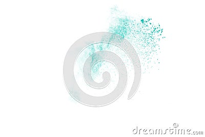 Abstract design of green powder cloud against white background Stock Photo