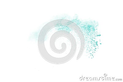 Abstract design of green powder cloud against white background Stock Photo