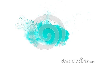 Abstract design of green powder cloud against white background Stock Photo