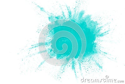 Abstract design of green powder cloud against white background Stock Photo