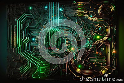 abstract design with interweaving circuits, symbolizing the cutting-edge world of cyberspace Stock Photo