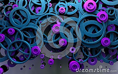 Abstract design of loops and rings.3d illustration Cartoon Illustration