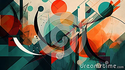 An abstract design with overlapping shapes and colors three generative AI Stock Photo