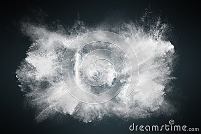 Abstract design of white powder snow cloud explosion Stock Photo