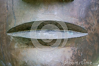 Abstract detail mouth or lips view of metal sculpture Stock Photo
