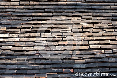 Abstract Detail of Old Slate Roof Tiles Stock Photo